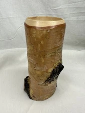 Vintage Handcrafted Wood Birch Vase Masters Touch Mfg North Pole AK 7"