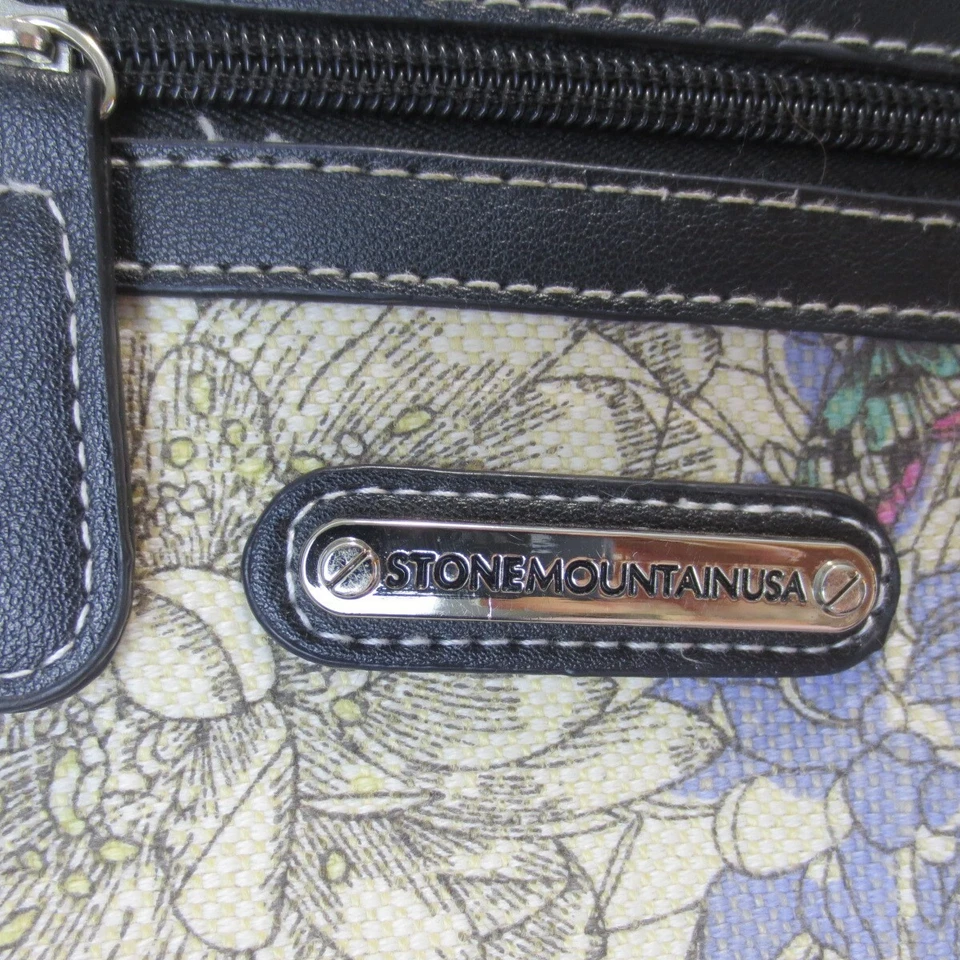 Bolsa de mão Stone Mountain bolsa de mão lona floral linho couro trançado falso - Imagem 3 de 4