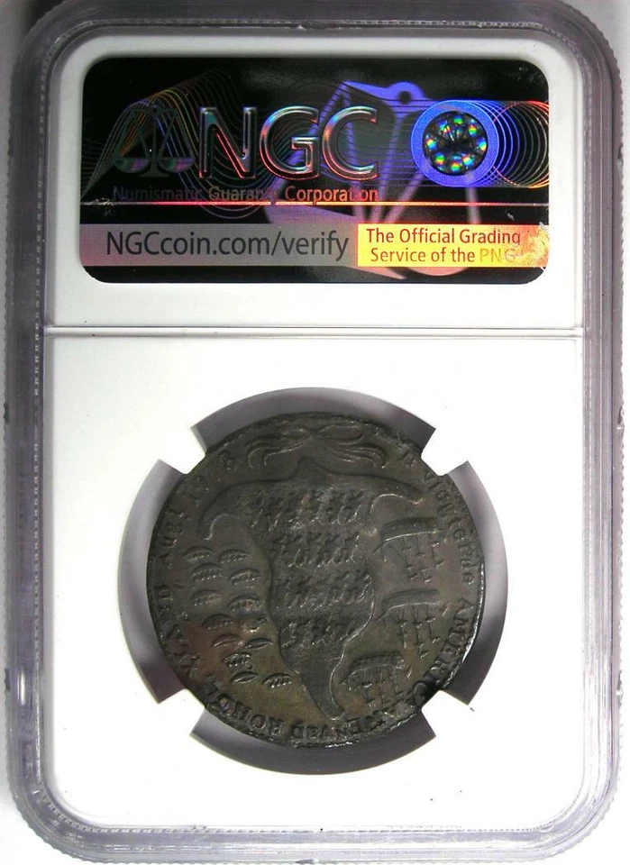 1779 Rhode Island Pewter Ship Token with Wreath - NGC XF45 (EF45) - $7,000 Value - Image 3 of 4