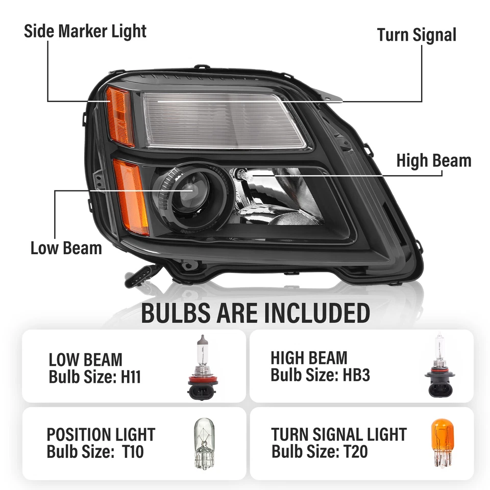 Faros delanteros negros proyectores halógenos para GMC Terrain 2010-2015 izquierda+derecha Foto 2 de 4