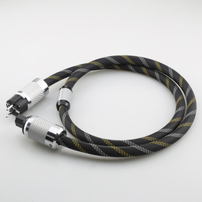 10AWG OCC Wire HIFI EU Schuko Audio Power Cable Rhodium Plated Carbon Fiber Plug