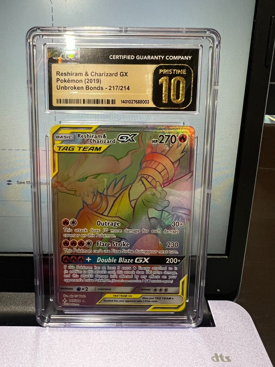 Reshiram & Charizard GX rainbow rare -217/214 PRISTINE 10 | eBay