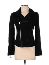 June Women Black Leather Jacket Xs