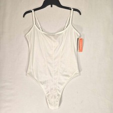 Colsie Ribbed Bodysuit Womens Small Adjustable Straps Stretch White