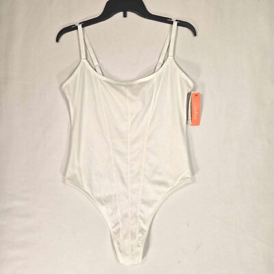 Colsie Ribbed Bodysuit Womens Small Adjustable Straps Stretch White