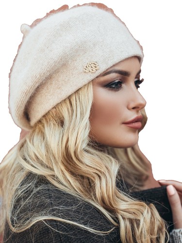 ShariRose Cream Angora Fir Beret Soft Fuzzy Winter Hat new  display picture 3
