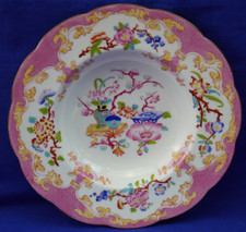 Tazón de sopa Minton rosa cacatúa (1) con borde, 8 7/8" más disponible (G55)