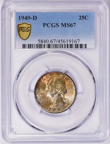 1949 D Washington Quarter PCGS MS67 Rainbow Toned Colorful Toning PQ Coin - Picture 2 of 5