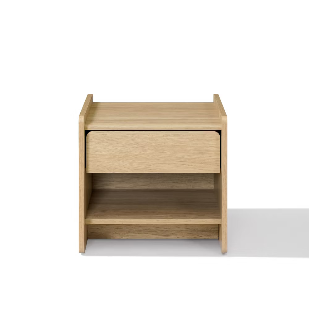 Luxenhome Hazel Oak Manufactured Wood 1-Drawer 1-Shelf 15.5&Quot; H End Table And