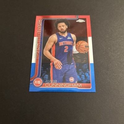 2025 Topps Chrome Red White Blue Cade Cunningham Sp Color Match Ref Detroit