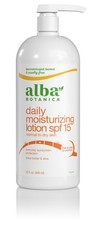 Alba Botanica Very Emollient Body Lotion, Daily Shade SPF 15, 32 Oz Packaging
