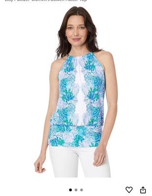 Lilly Pulitzer Women s Floral Ocean Gold Chain Bowen Halter Top XS NWT Vacation