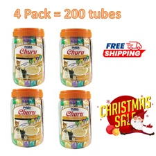 4 Packs, Inaba Churu Chicken Puree Variety Box 50 tubes