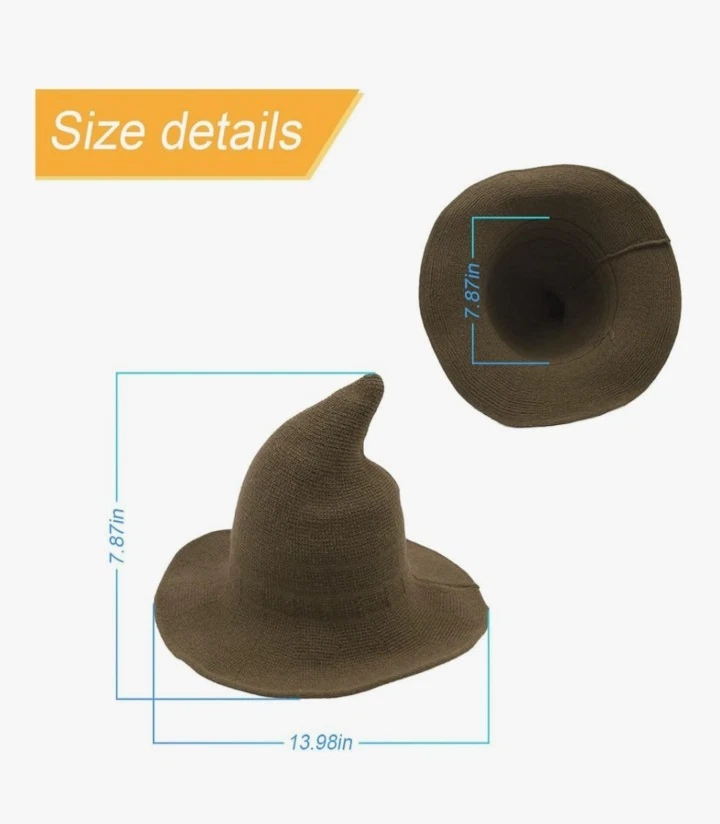 Mujeres Halloween Bruja Sombrero Lana Tejido Gorra para Fiesta Mascarada Disfraz Juegos con disfraces  Foto 2 de 4