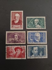 SÉRIE OBLITÉRÉE CHÔMEURS INTELLECTUELS DE 1938 TIMBRES N° 380 à 385