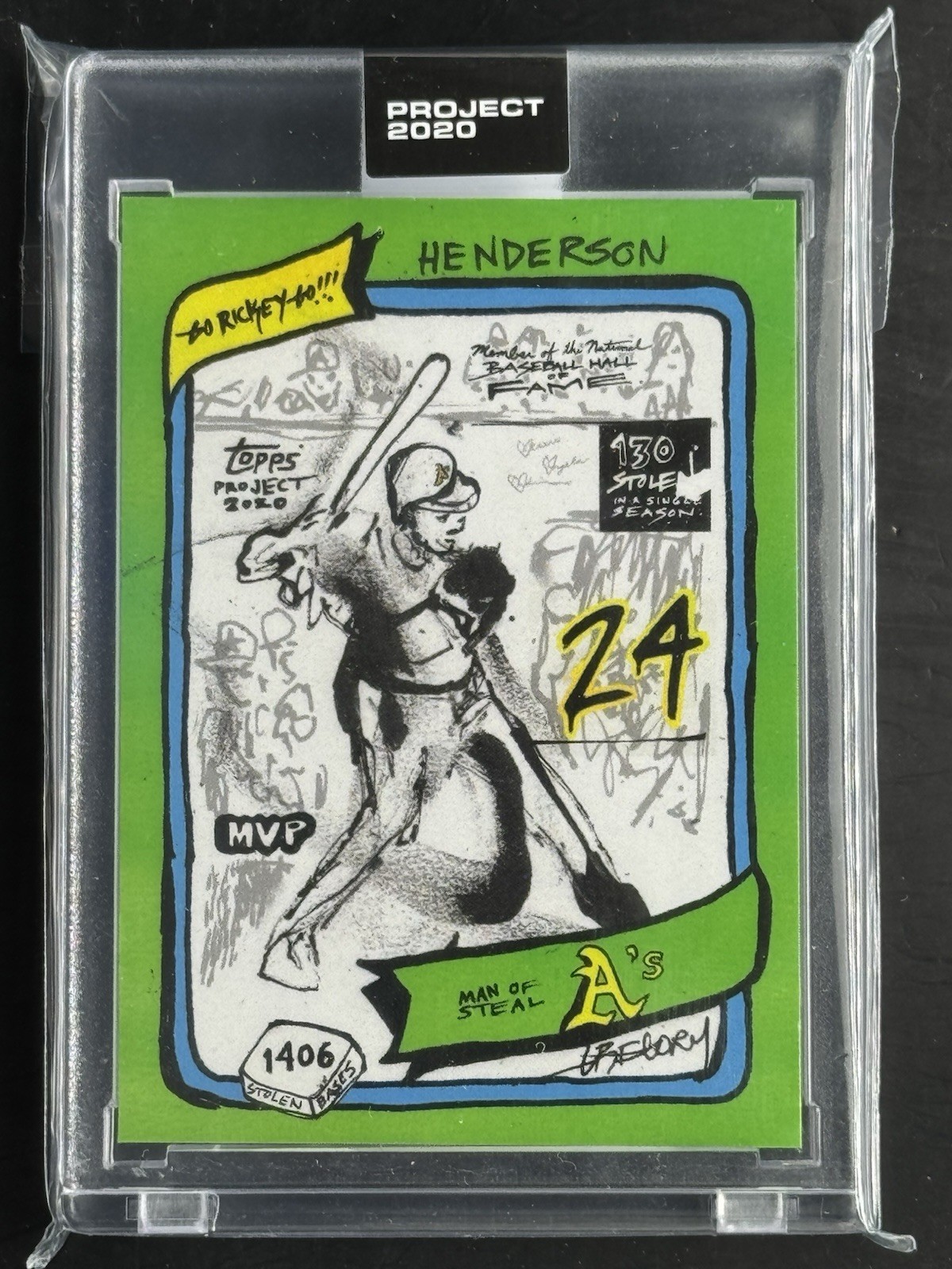 Rickey Henderson Topps Project 2020 Card #206 by Gregory Siff Print Run of 2685