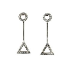925 Solid Sterling Silver Cubic Zirconia Dangling Stud Earrings - Dangle...