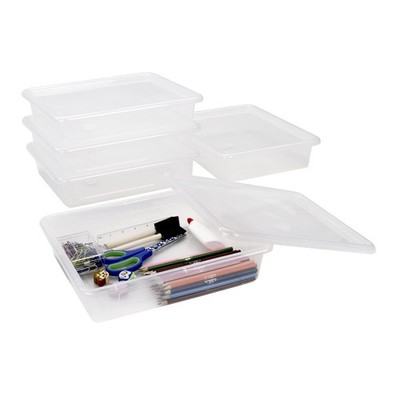 Storex Letter Size Deep Storage Bin For Classroom Office And Home Transparent