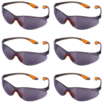 6 x Schutzbrille graue Gläser, Antibeschlag Augenschutzbrille Nase Ohren Griffe