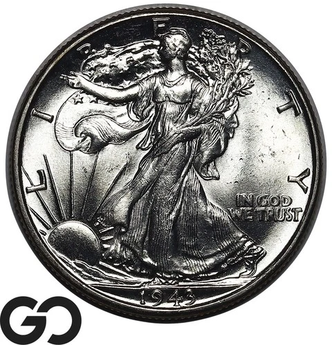 1943 Walking Liberty Half Dollar Blast White Solid Gem BU+
