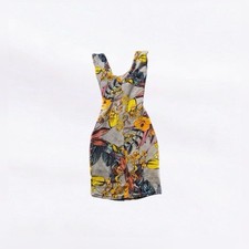 Boohoo Gray-Blue Yellow Floral Sleeveless Back Cutout Bodycon Dress Size 4
