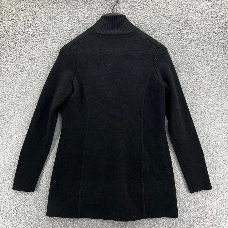 Casaco suéter feminino Athleta Chill Chaser malha M preto mistura de lã zíper pescoço simulado - Imagem 2 de 4