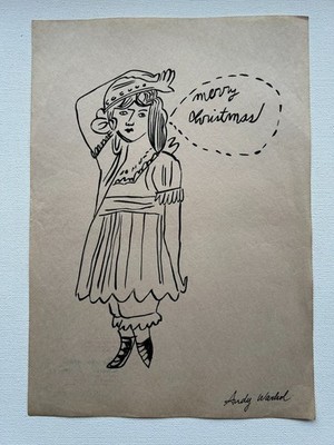 Andy Warhol Zeichnung auf Papier (Handmade) signiert und gestempelt Mixed...