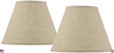 Set of 2 Empire Lamp Shades Fine Burlap Medium 6" Top x 12" Bottom x 9" Slant
