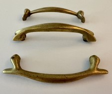 Brass Mid Century Modern Cabinet Drawer Pulls 3" CTC Vintage Set of 3 081