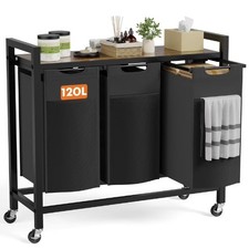 Laundry Hamper with 3 Removable Sorter Bags, Movable Wheels, 3  10.6 Gal 120L 