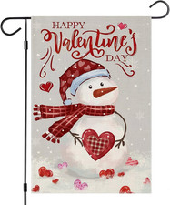 Happy Valentine S Day Garden Flags 12X18 Inch Double Sided, Watercolor Snowman S