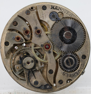 HANOVER 21j SWISS QUARTIER FRERES RAILROAD POCKET WATCH MOVEMENT 39.7mm (GK)