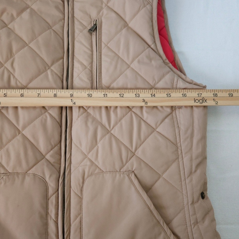 Lauren Ralph Lauren Reversible Quilted Vest Red Tan Womens S Equestrian Out