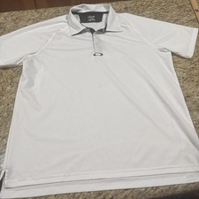 Oakley Hydrolix Polo Shirt Men  s Extra Large, White Short Sleeve Very Nice Cpix