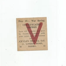 war saving certificates coupon ceylon teaco ltd