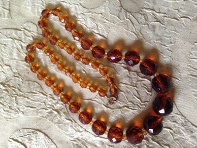 Vintage Czech Crystal Choker Necklace 17 1/2'' Root Beer Brown
