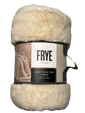 NEW FRYE Luxe Faux Fur Throw, 60" X 70" Color Silky Cream.