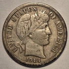 #3 Nicer Low Mintage "very fine++" 1914 S Barber Liberty Dime