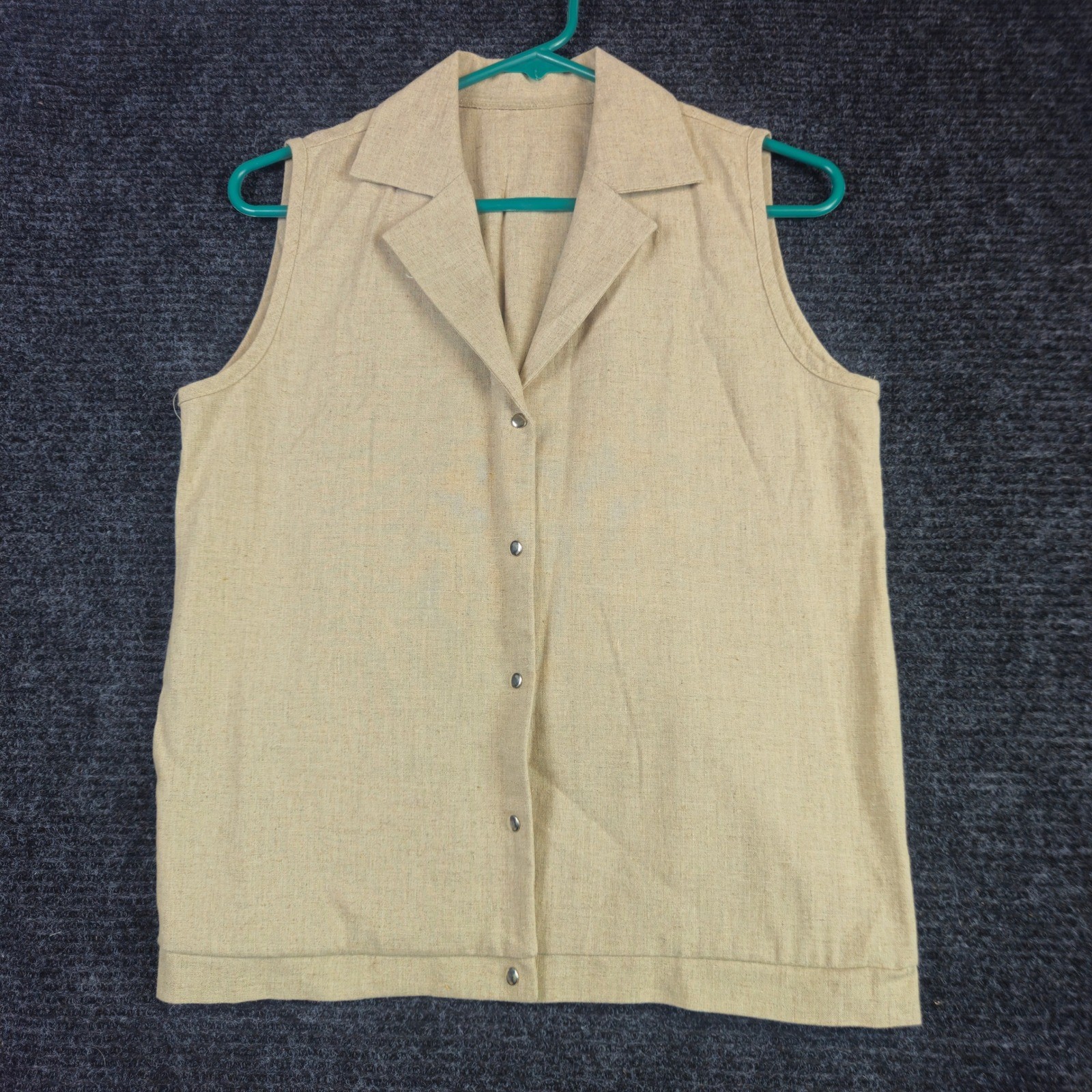 Unbranded Linen Vest Womens Medium Beige Button F… - image 1