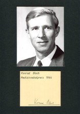 NOBEL PRIZE 1964 BIOCHEMIST Konrad Bloch autograph, signed card & mounted