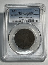 1788 Massachusetts Cent PCGS Genuine P/FR Detail