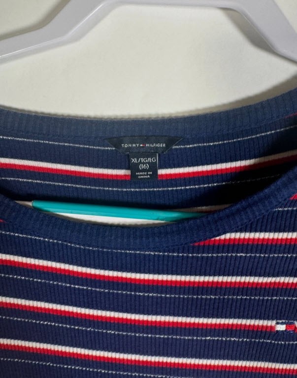 Tommy Hilfiger Womens XL Ribbed Knit Stripe Dress Navy Red White Long Sleeve thumbnail 3