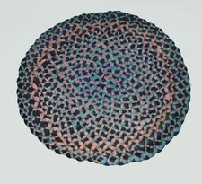 Antique Braided 9” Table Mat ~ Nice Colors Early 1900's ~ Blues & Mauve