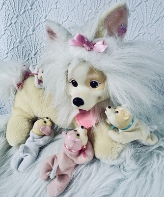Vintage 1991 Puppy Surprise Plush Dog with 4 Babies Hasbro Stuffed Animal Toy