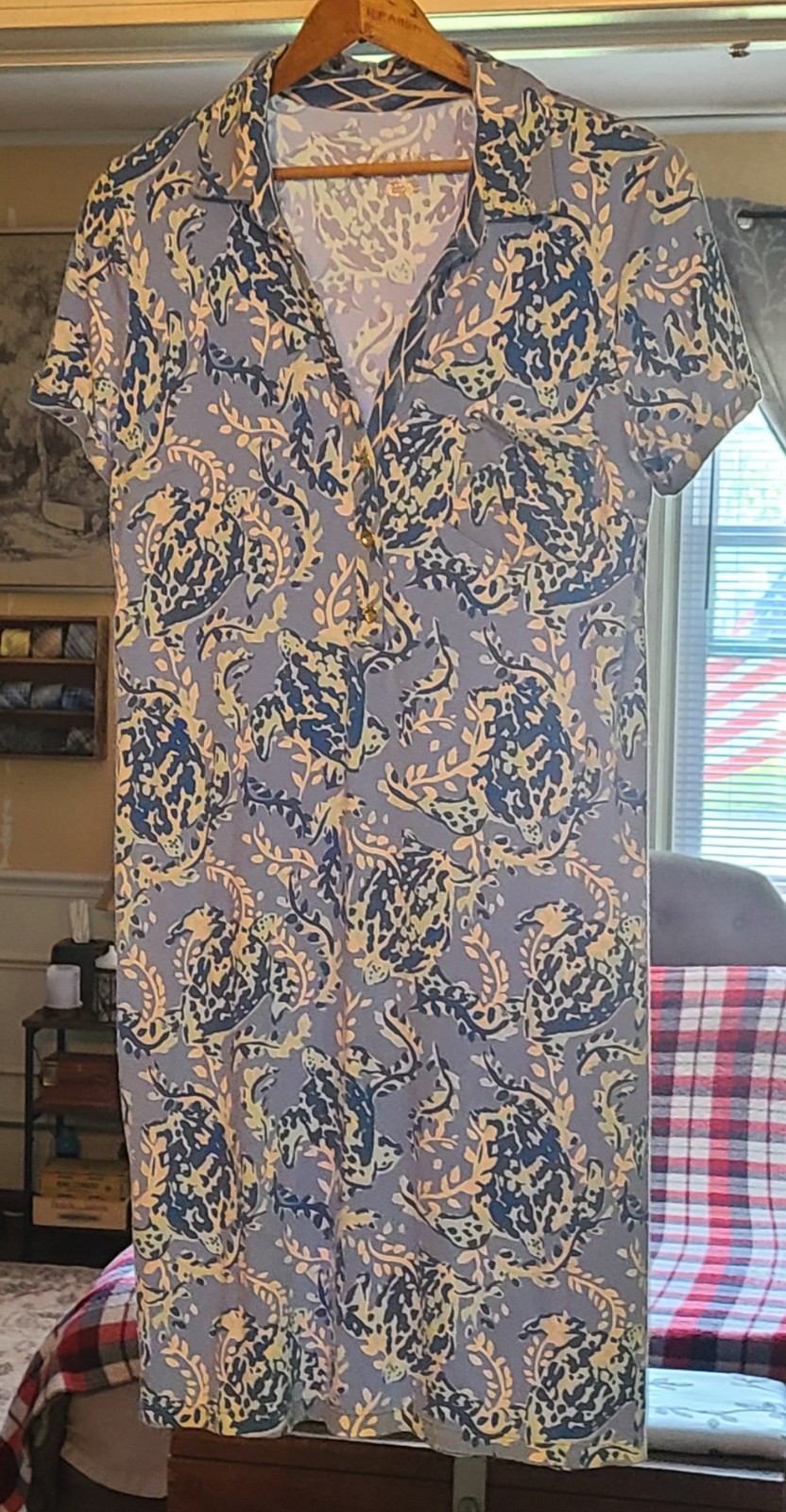 Lilly Pulitzer Sadie Polo Peri Blue Turtley Awesome Short Sleeved Dress, Size M