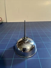 Vintage Sewing Machine Chrome Oil Can, Thumb Pump Bottom, 2.75” Tall. Clean