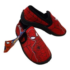 Marvel Spiderman Slippers Big Kids Size 2 NWT Nice Rubber Type Sole Box 1 