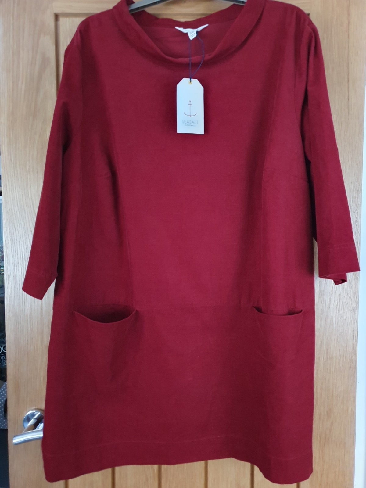 NWT Seasalt SAIL BY THE STARS TUNIC UK 24 Corduroy 3/4 Sleeve Jam/Red RRP £65.95 image 7