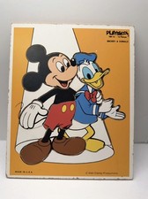 Vintage Playskool Wooden Puzzle Mickey  Donald 180-13 Complete