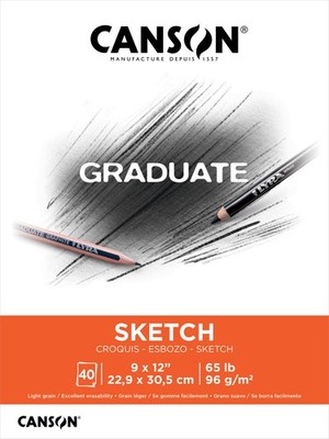 Canson Graduate Series Sketch Pad 9''X12''-40 Sheets
